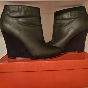 Womens black wedge bootie